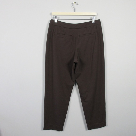 Lululemon Tapered Leg Mid-Rise Pants Women L Brown 7/8 Length Crop Espresso 356 - Picture 2 of 13